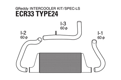 GReddy Type 24 Intercooler Kit - 1993-1998 NISSAN Skyline R33 RB25DET - 12020212