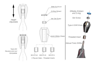 GREDDY SHIFT KNOB A01-HIGH TYPE - BLACK OUT - (14500581)