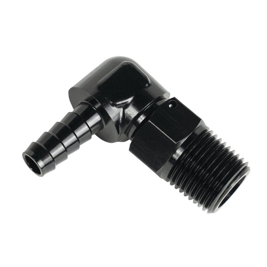 Derale 90 Degree 7/8-14 in NPT Male to 1/2 in Hose Barb Adapter - Black