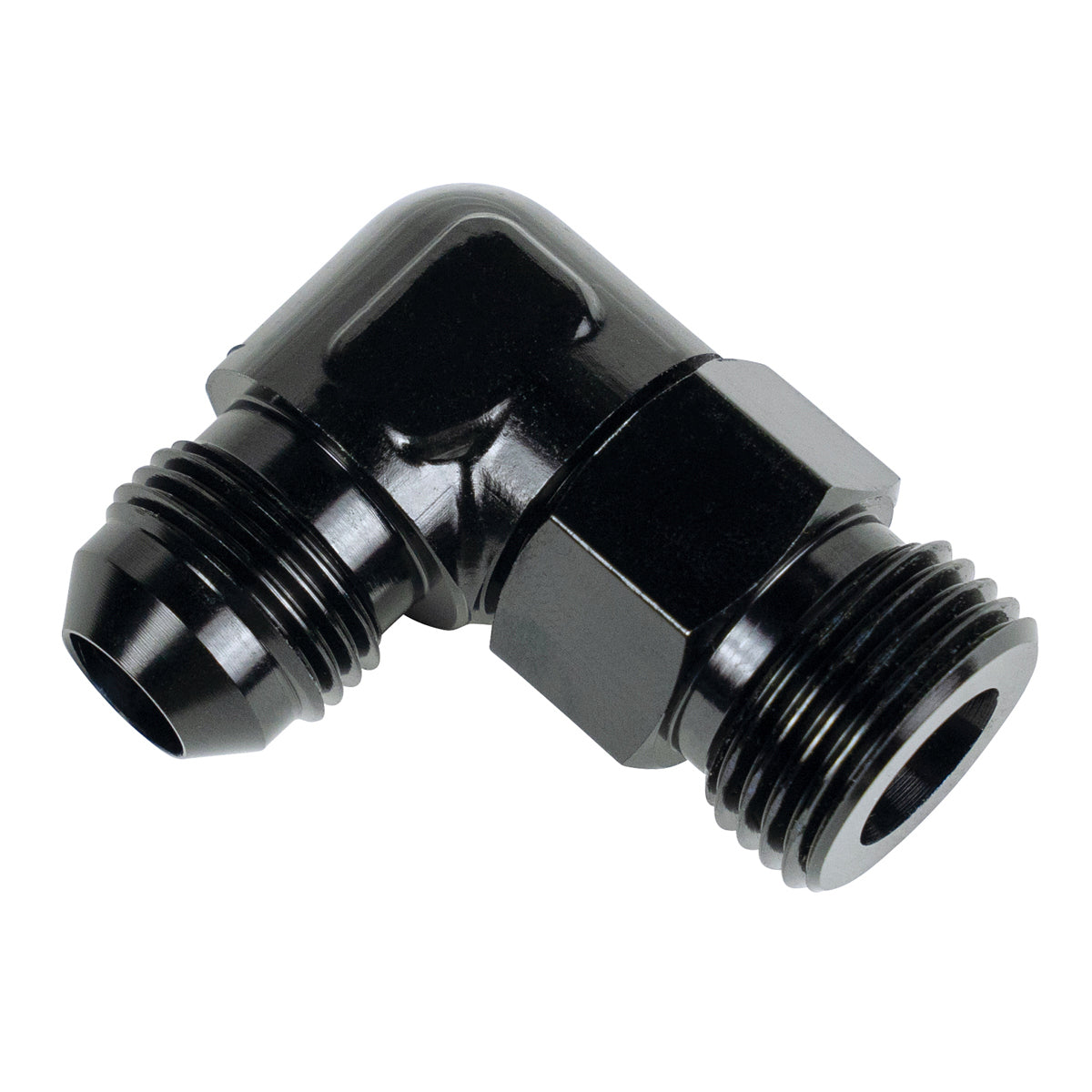 Derale 90 Degree 7/8-14 in NPT Male to 8 AN Male O-Ring Adapter - Black