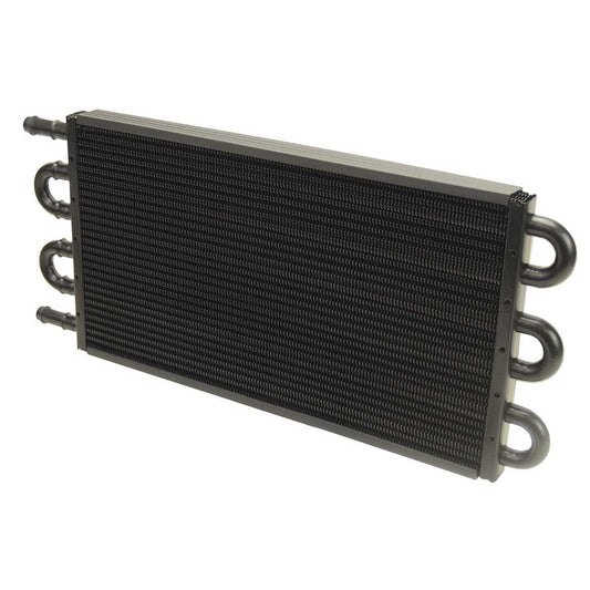 Derale Fluid Cooler - Tube Type - 11/32" Hose Barb Inlet/Outlet - Aluminum/Copper - Black Powder Coat - Engine Oil