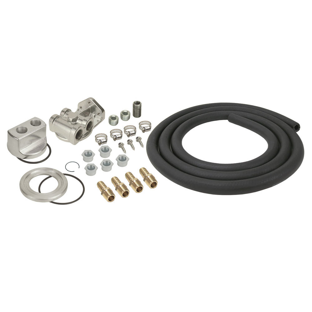 Derale Single Mount Universal Oil Filter Relocation Kit, 1/2" NPT Side Ports, 3/4"-16 Filter Thread