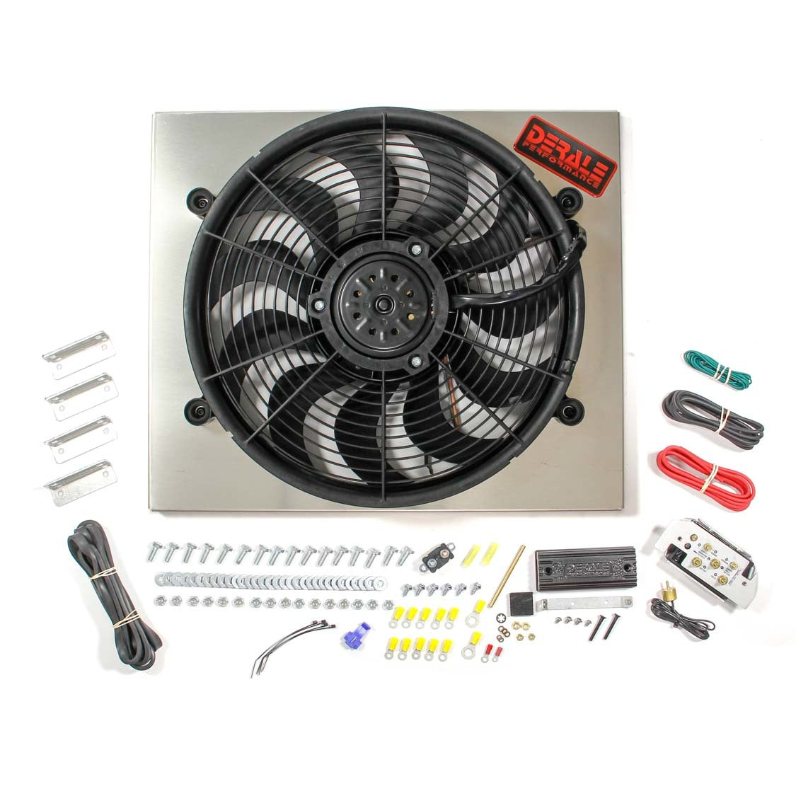 Derale High Output Single 17" Fan/Shroud Kit w/ PWM Controller - 20-3/4"W x 17-5/8"H x 3"D