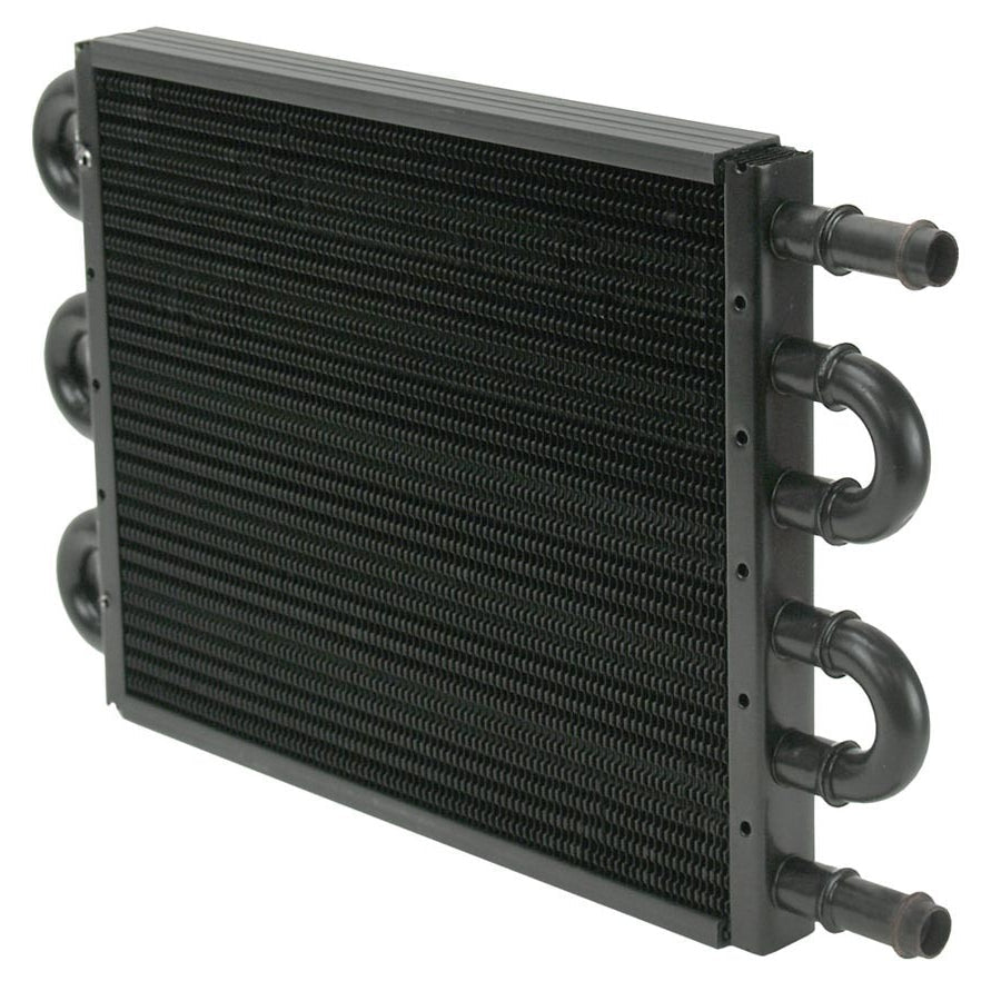 Derale Fluid Cooler - Tube Type - 1/2 Hose Barb Male Inlet/Outlet - Aluminum/Copper - Black Powder Coat - Universal