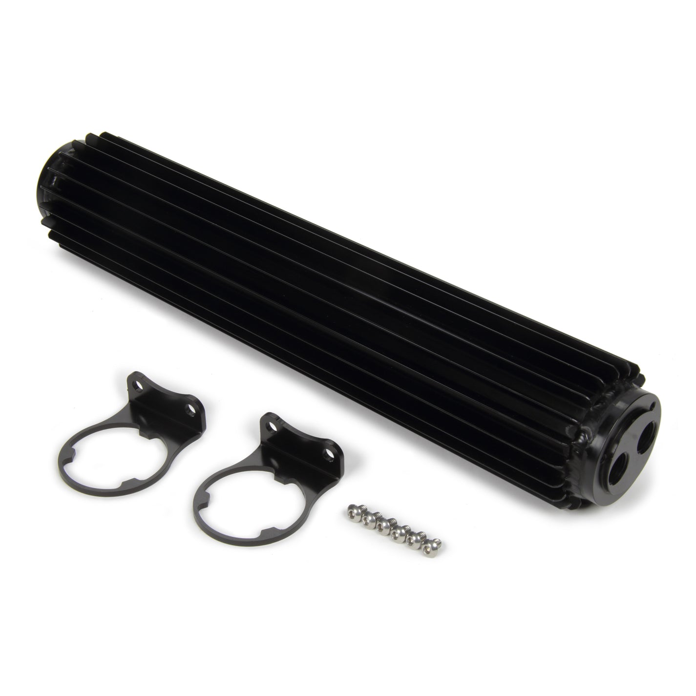 Derale Dual Pass Fluid Cooler - 17-1/4 x 3-1/4 x 3" - Heat Sink - 3/8" NPT Female Inlet/Outlet - Aluminum - Black Anodize