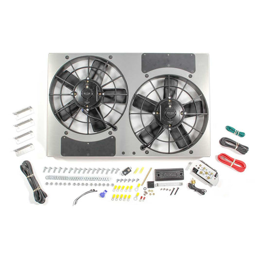 Derale High Output Dual 11" Fan/Shroud w/ PWM Controller - 24"W x 15-1/2"H x 4-1/2"D