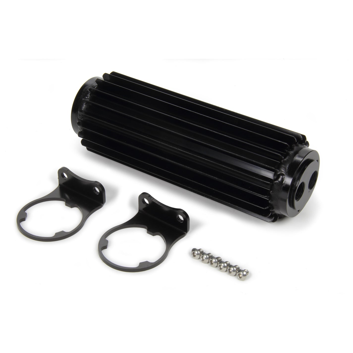 Derale Dual Pass Fluid Cooler - 12.20 x 3.25 x 3 in - Tube Type - 3/8 in NPT Female Inlet / Outlet - Black Anodized