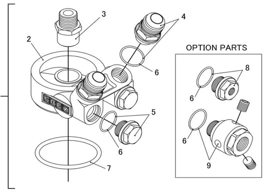 12AN TYPE-E OIL COOLER BLOCK, ENG: M20x1.5, FILTER: 3/4-16UNF - (12401127)