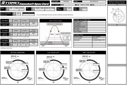 Tomei VALC Camshaft Procam Intake 306-11.00mm Lift For Toyota 4AG 16 Valve