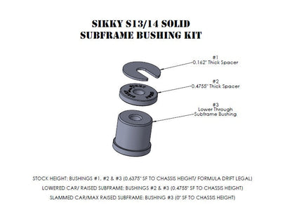 Sikky Manufacturing - Nissan S13/S14 Subframe Bushing Set - Adjustable (SM-BK101)